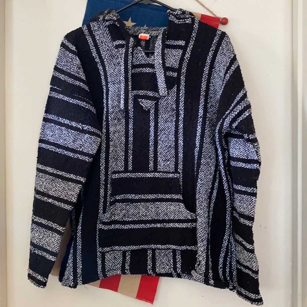 Black and white poncho